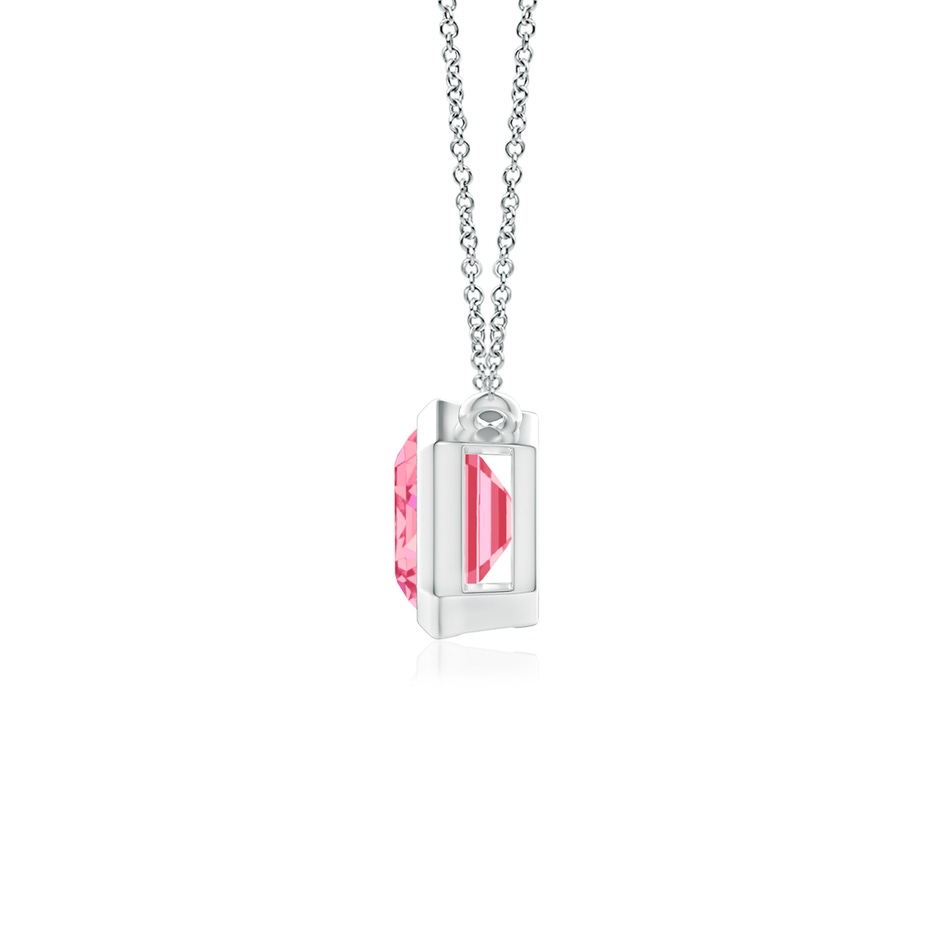 8x6mm Labgrown East-West Bezel-Set Emerald-Cut Lab-Grown Fancy Intense Pink Diamond Pendant in White Gold side 199