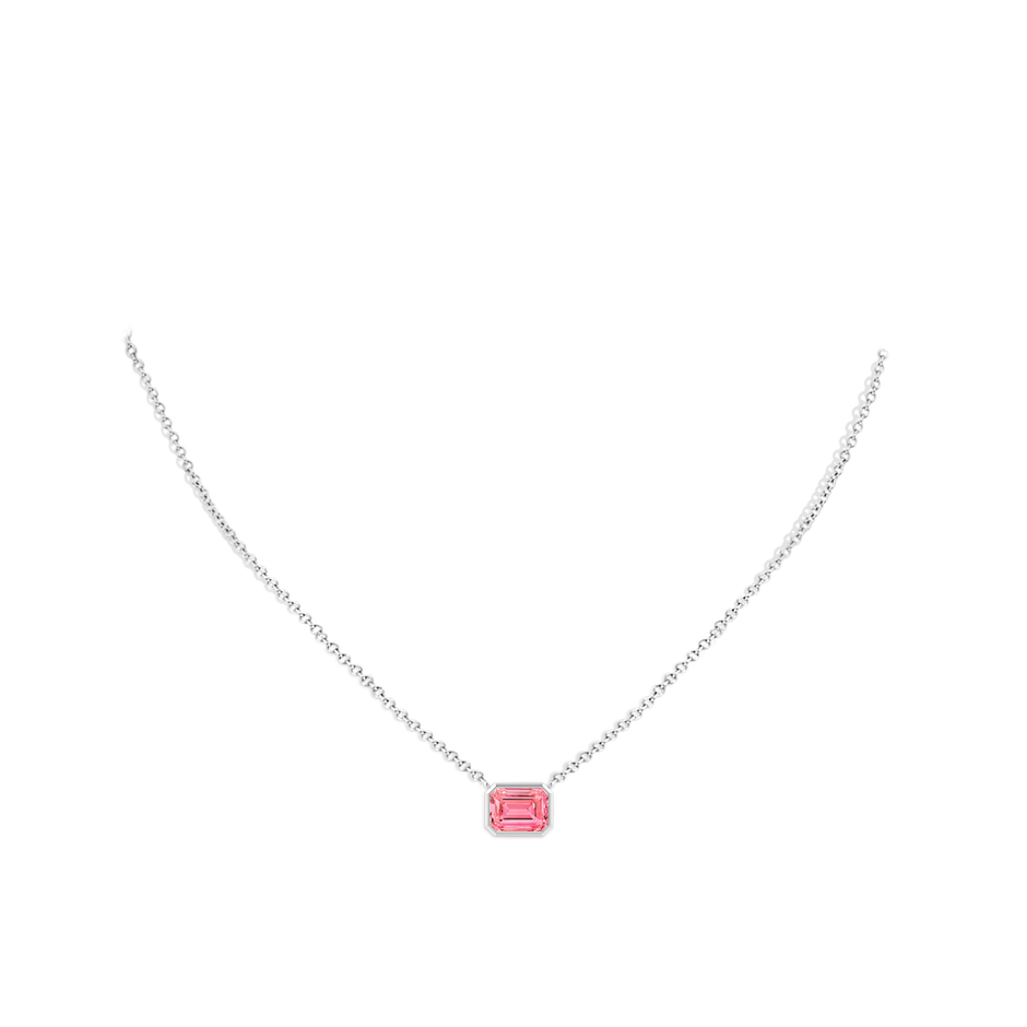 8x6mm Labgrown East-West Bezel-Set Emerald-Cut Lab-Grown Fancy Intense Pink Diamond Pendant in White Gold pen