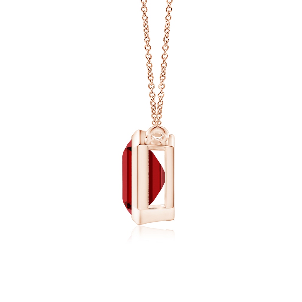 10x8mm Labgrown Lab-Grown East-West Bezel-Set Emerald-Cut Ruby Pendant in Rose Gold - side 199