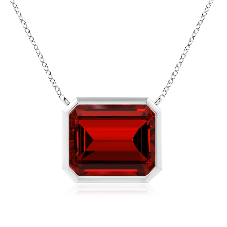 12x10mm Labgrown Lab-Grown East-West Bezel-Set Emerald-Cut Ruby Pendant in White Gold 