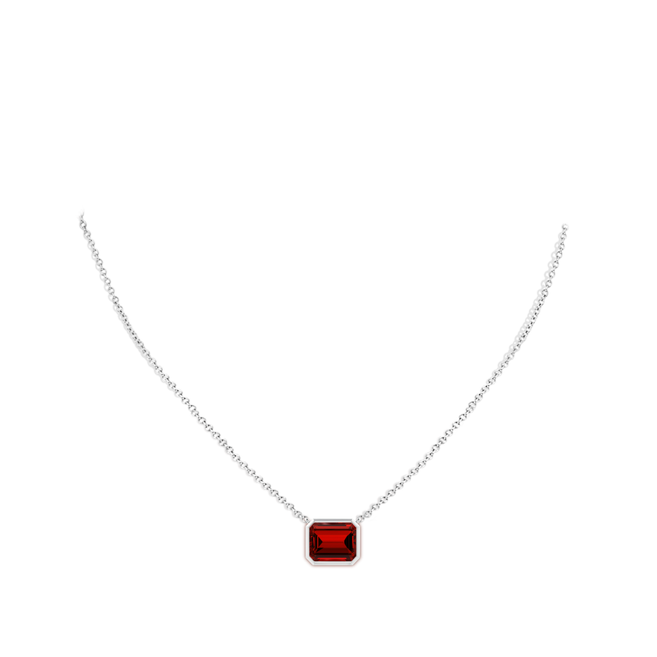 12x10mm Labgrown Lab-Grown East-West Bezel-Set Emerald-Cut Ruby Pendant in White Gold pen