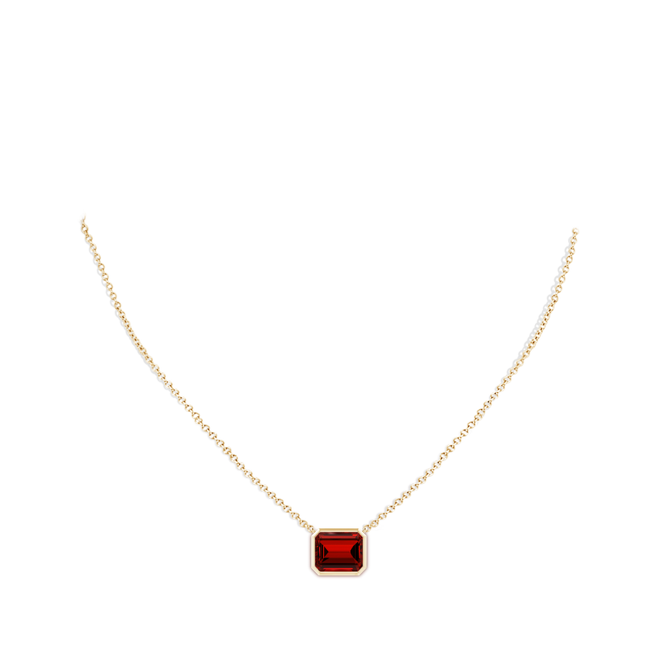 12x10mm Labgrown Lab-Grown East-West Bezel-Set Emerald-Cut Ruby Pendant in Yellow Gold pen