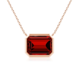 9x7mm Labgrown Lab-Grown East-West Bezel-Set Emerald-Cut Ruby Pendant in 10K Rose Gold