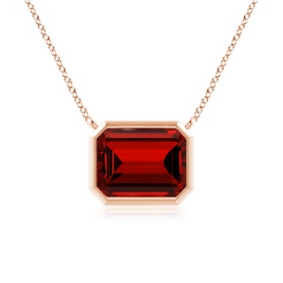 9x7mm Labgrown Lab-Grown East-West Bezel-Set Emerald-Cut Ruby Pendant in Rose Gold