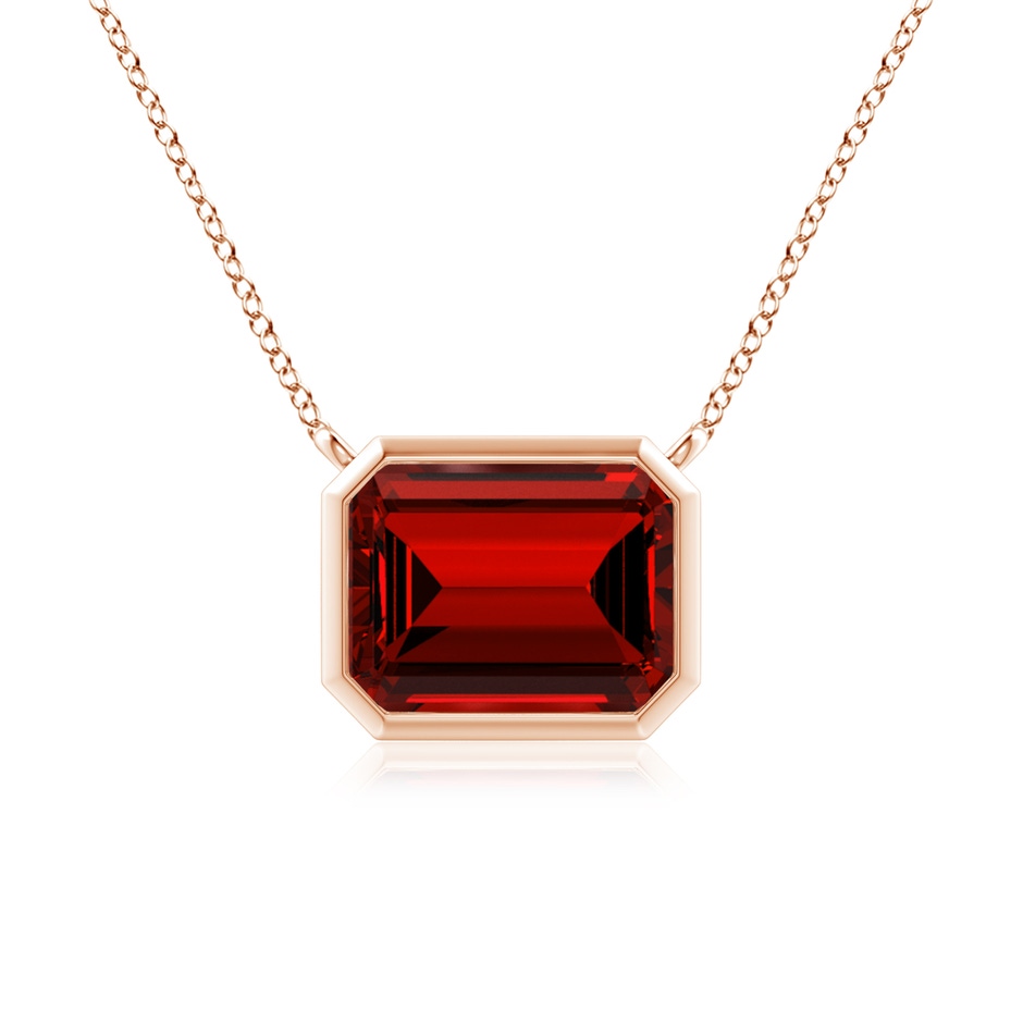 9x7mm Labgrown Lab-Grown East-West Bezel-Set Emerald-Cut Ruby Pendant in Rose Gold 