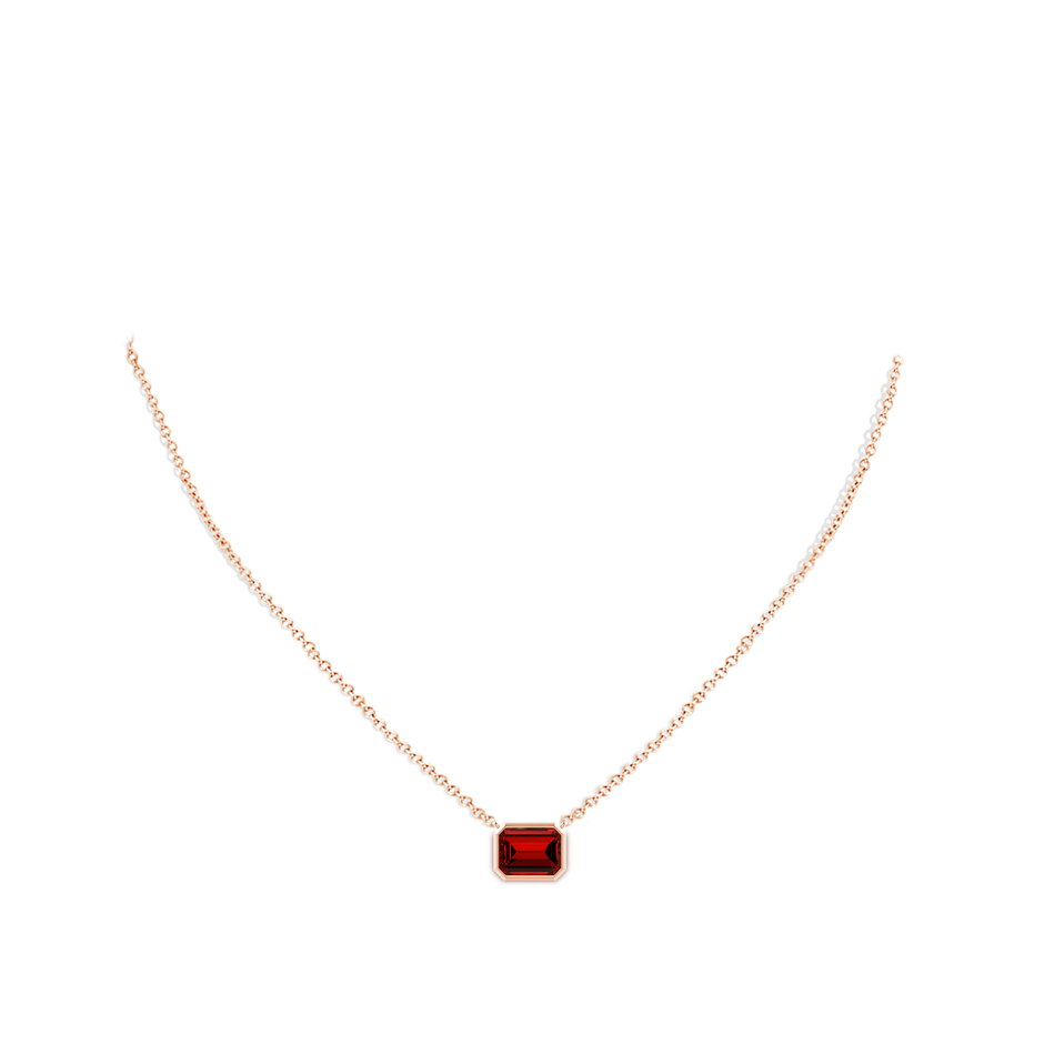 9x7mm Labgrown Lab-Grown East-West Bezel-Set Emerald-Cut Ruby Pendant in Rose Gold pen