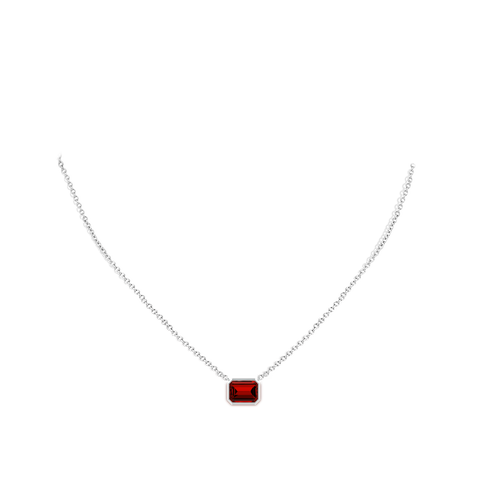 Lab-Grown East-West Bezel-Set Emerald-Cut Ruby Pendant