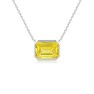 7x5mm Labgrown East-West Bezel-Set Emerald-Cut Lab-Grown Fancy Intense Yellow Diamond Pendant in P950 Platinum