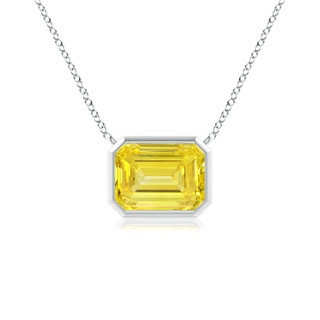 8x6mm Labgrown East-West Bezel-Set Emerald-Cut Lab-Grown Fancy Intense Yellow Diamond Pendant in P950 Platinum