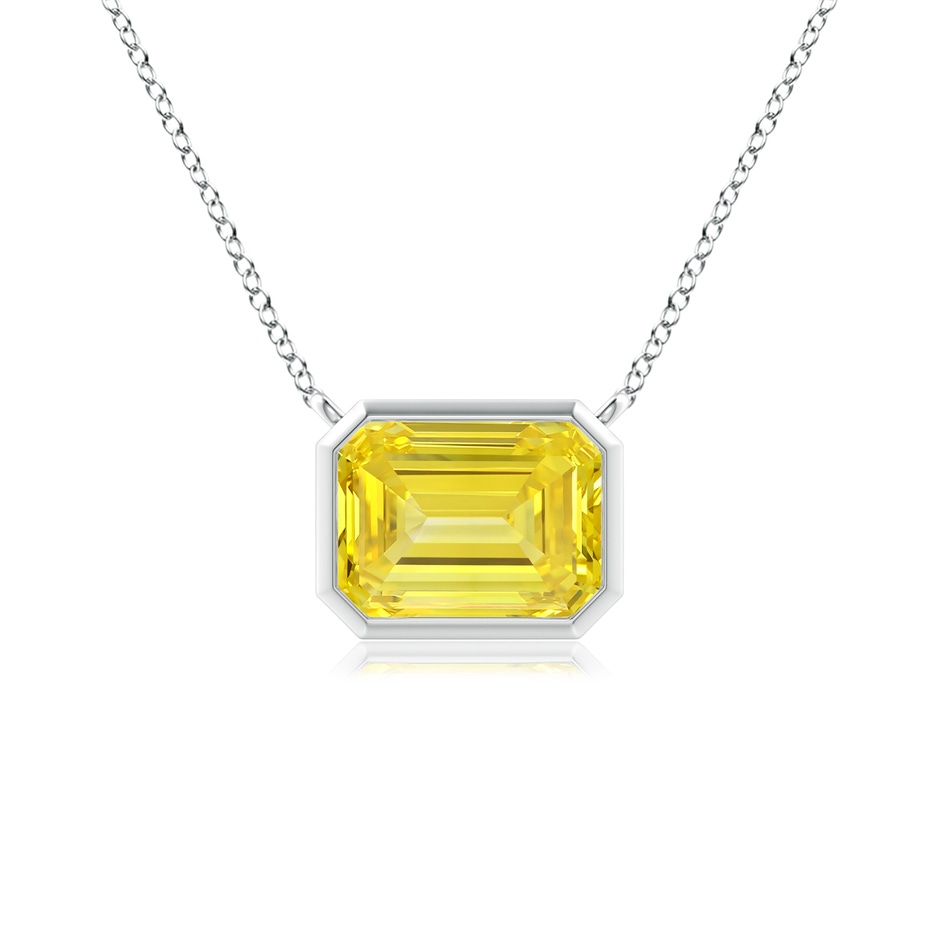 8x6mm Labgrown East-West Bezel-Set Emerald-Cut Lab-Grown Fancy Intense Yellow Diamond Pendant in White Gold 