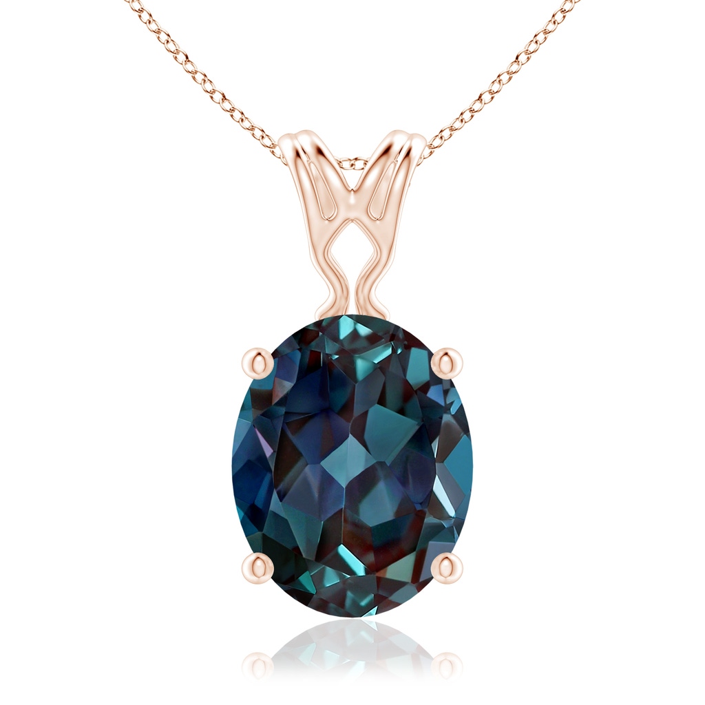 10x8mm Labgrown Vintage Inspired Solitaire Oval Lab-Grown Alexandrite Pendant in Rose Gold