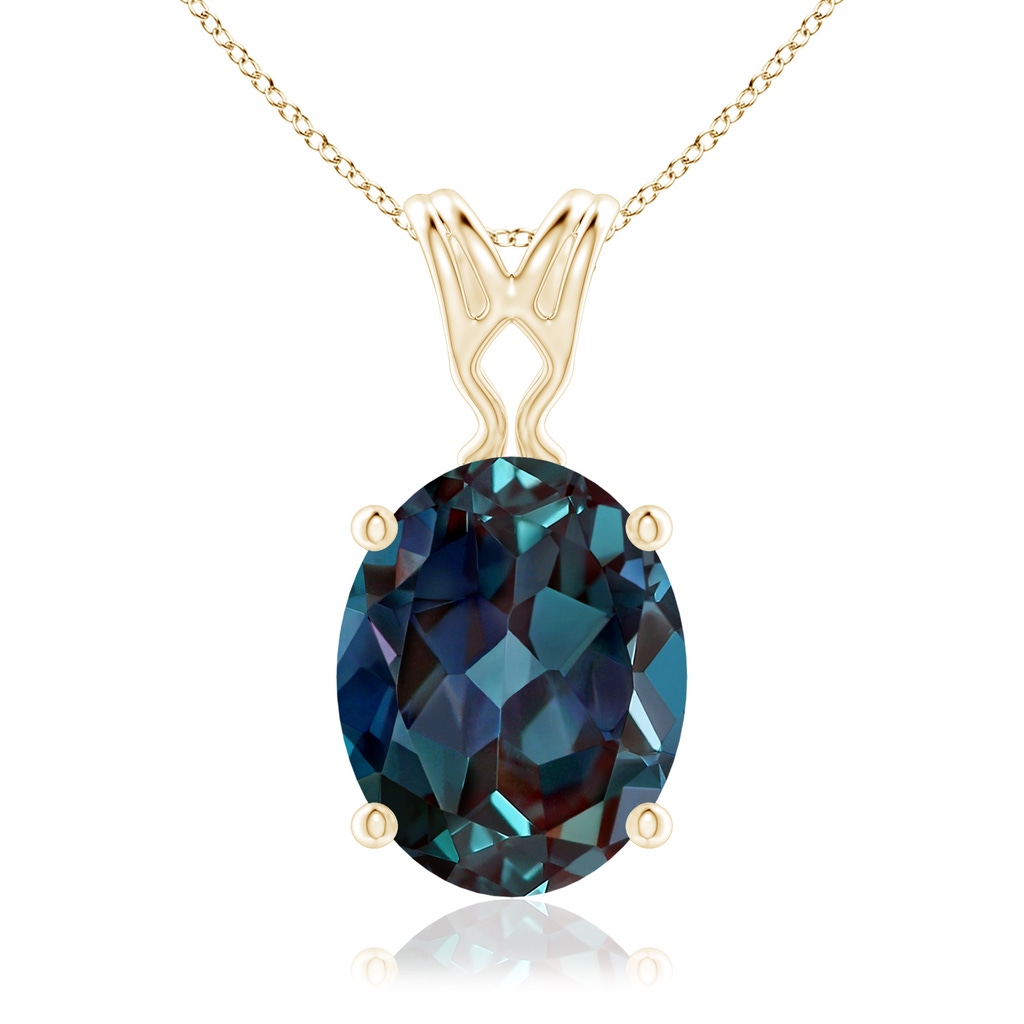 10x8mm Labgrown Vintage Inspired Solitaire Oval Lab-Grown Alexandrite Pendant in Yellow Gold