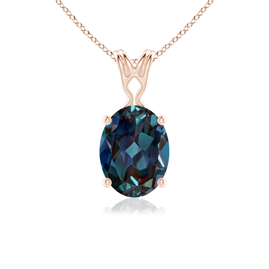 8x6mm Labgrown Vintage Inspired Solitaire Oval Lab-Grown Alexandrite Pendant in Rose Gold 