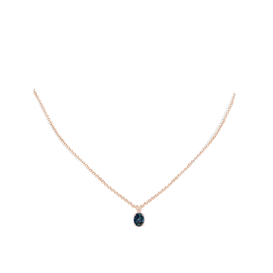 8x6mm Labgrown Vintage Inspired Solitaire Oval Lab-Grown Alexandrite Pendant in Rose Gold pen