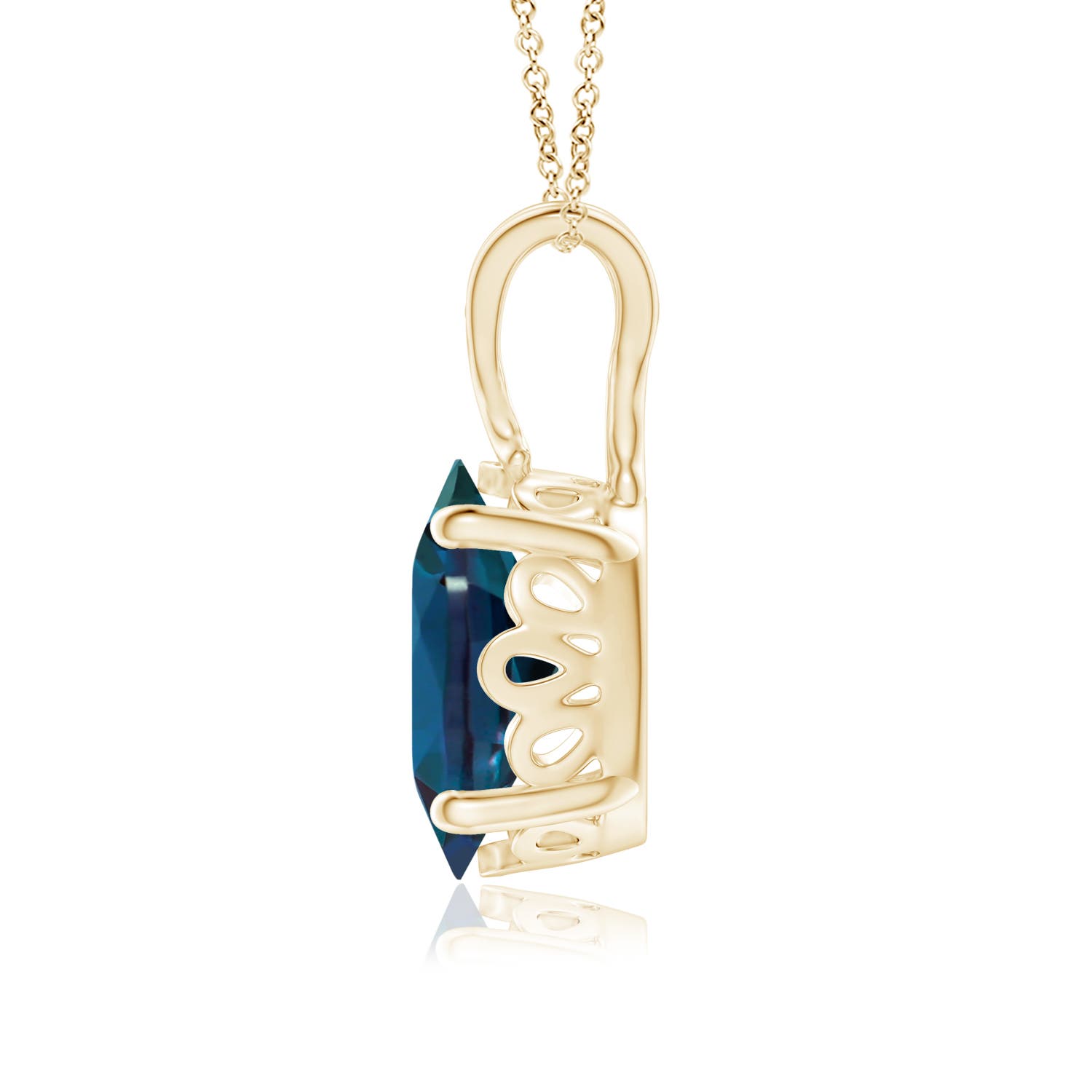 9x7mm Labgrown Vintage Inspired Solitaire Oval Lab-Grown Alexandrite Pendant in Yellow Gold