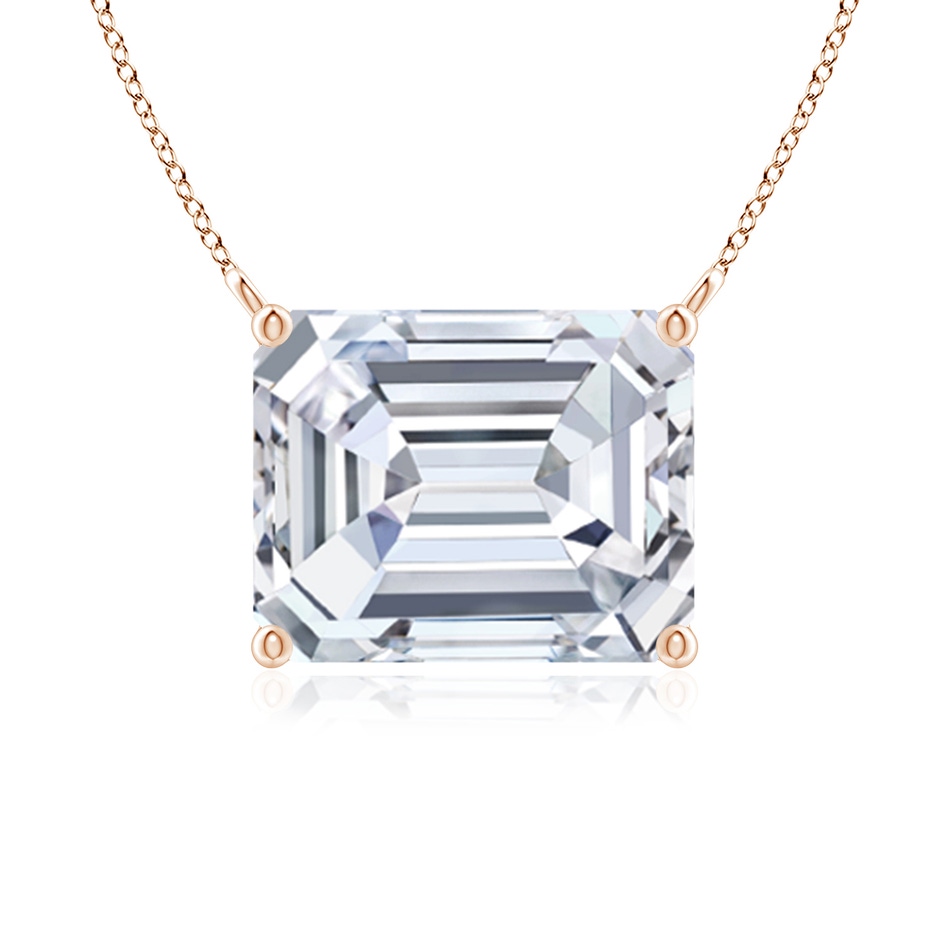 10x7mm FGVS East-West Emerald-Cut Lab-Grown Diamond Solitaire Pendant in Rose Gold 