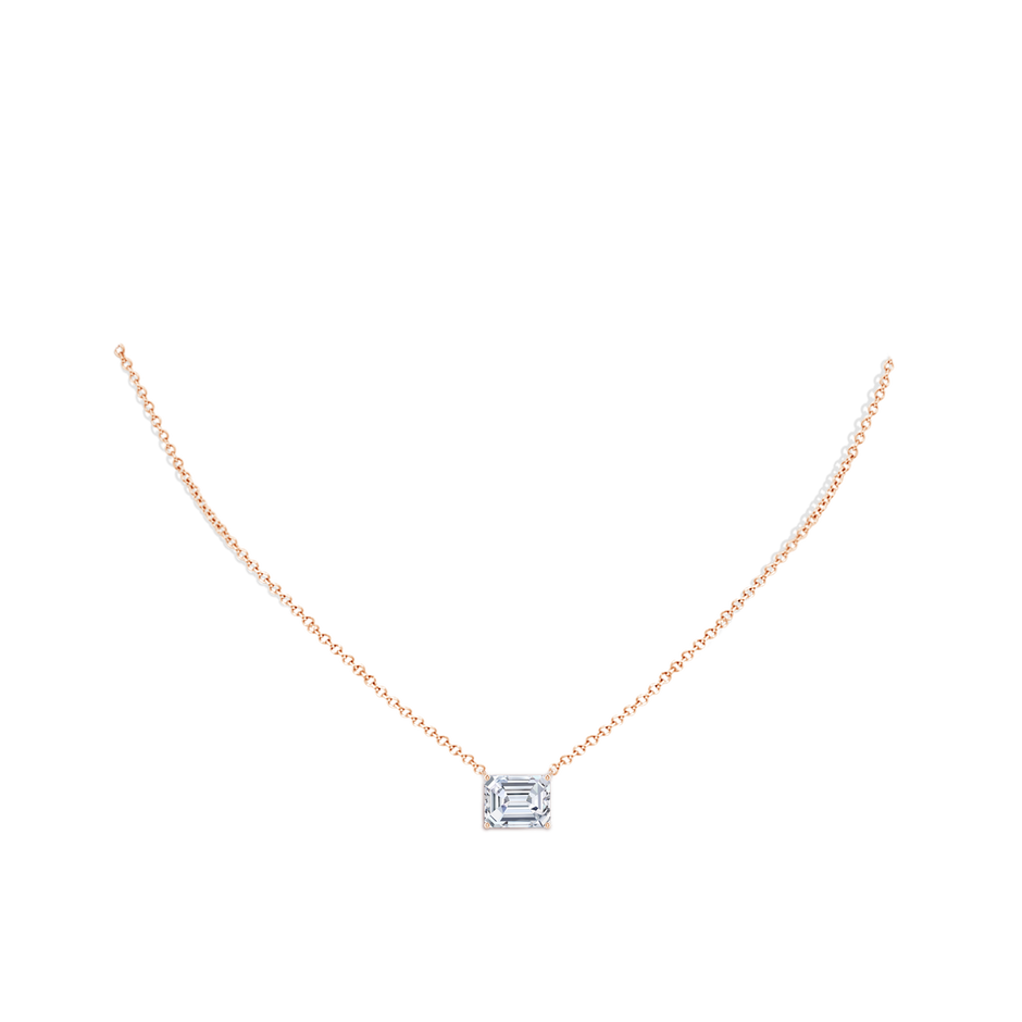 10x7mm FGVS East-West Emerald-Cut Lab-Grown Diamond Solitaire Pendant in Rose Gold pen
