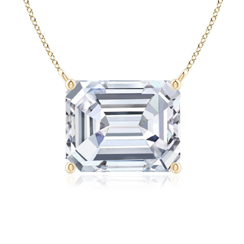 10x7mm FGVS East-West Emerald-Cut Lab-Grown Diamond Solitaire Pendant in Yellow Gold 