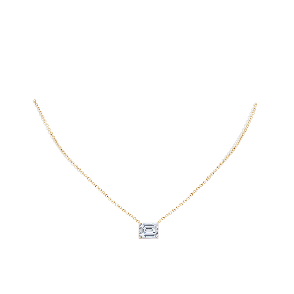 10x7mm FGVS East-West Emerald-Cut Lab-Grown Diamond Solitaire Pendant in Yellow Gold pen