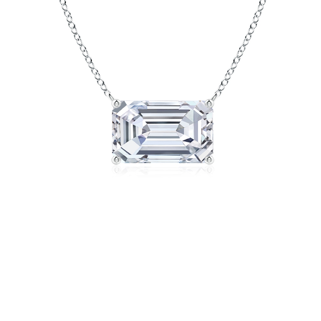 6.5x4mm FGVS East-West Emerald-Cut Lab-Grown Diamond Solitaire Pendant in 18K White Gold