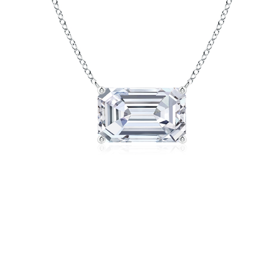 6.5x4mm FGVS East-West Emerald-Cut Lab-Grown Diamond Solitaire Pendant in 18K White Gold 