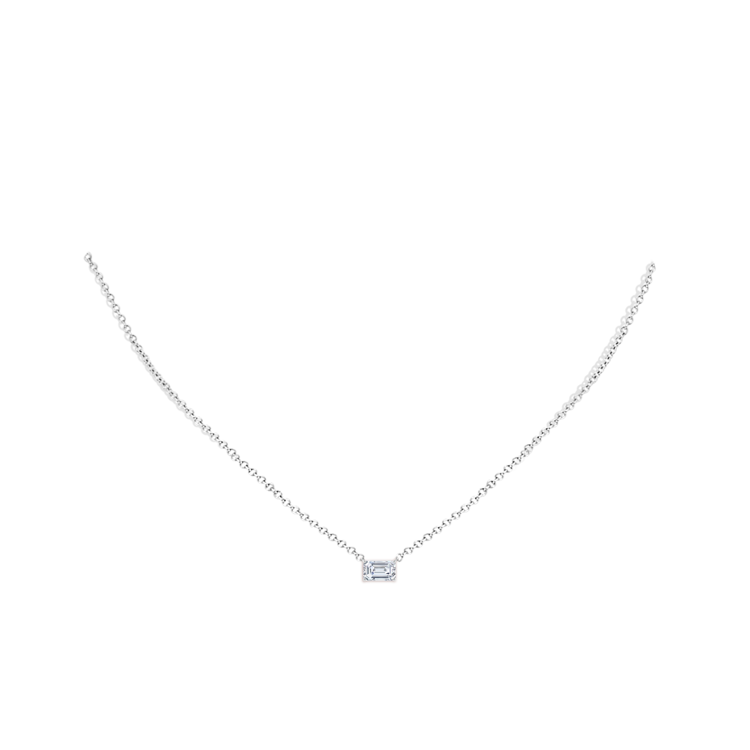 6.5x4mm FGVS East-West Emerald-Cut Lab-Grown Diamond Solitaire Pendant in 18CT White Gold - body_neck