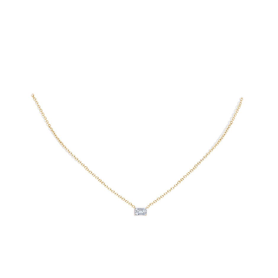 6.5x4mm FGVS East-West Emerald-Cut Lab-Grown Diamond Solitaire Pendant in 18K Yellow Gold pen