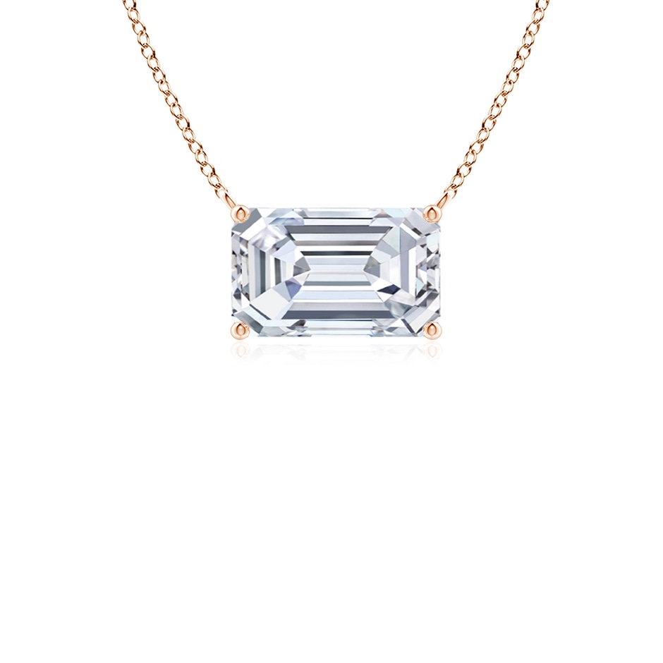 6.5x4mm FGVS East-West Emerald-Cut Lab-Grown Diamond Solitaire Pendant in Rose Gold 