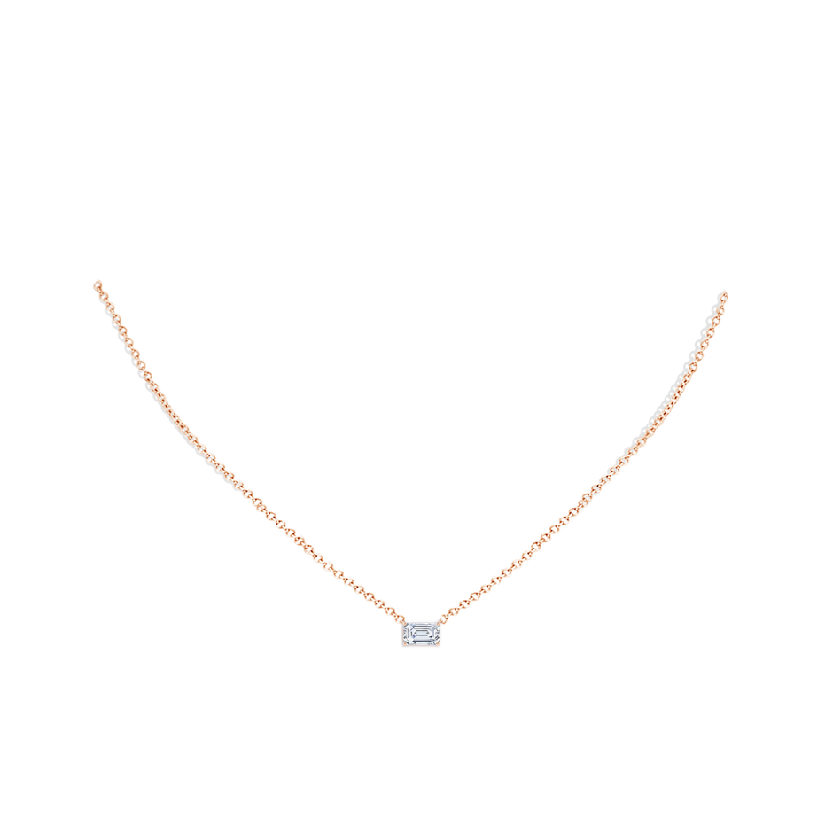 6.5x4mm FGVS East-West Emerald-Cut Lab-Grown Diamond Solitaire Pendant in Rose Gold pen
