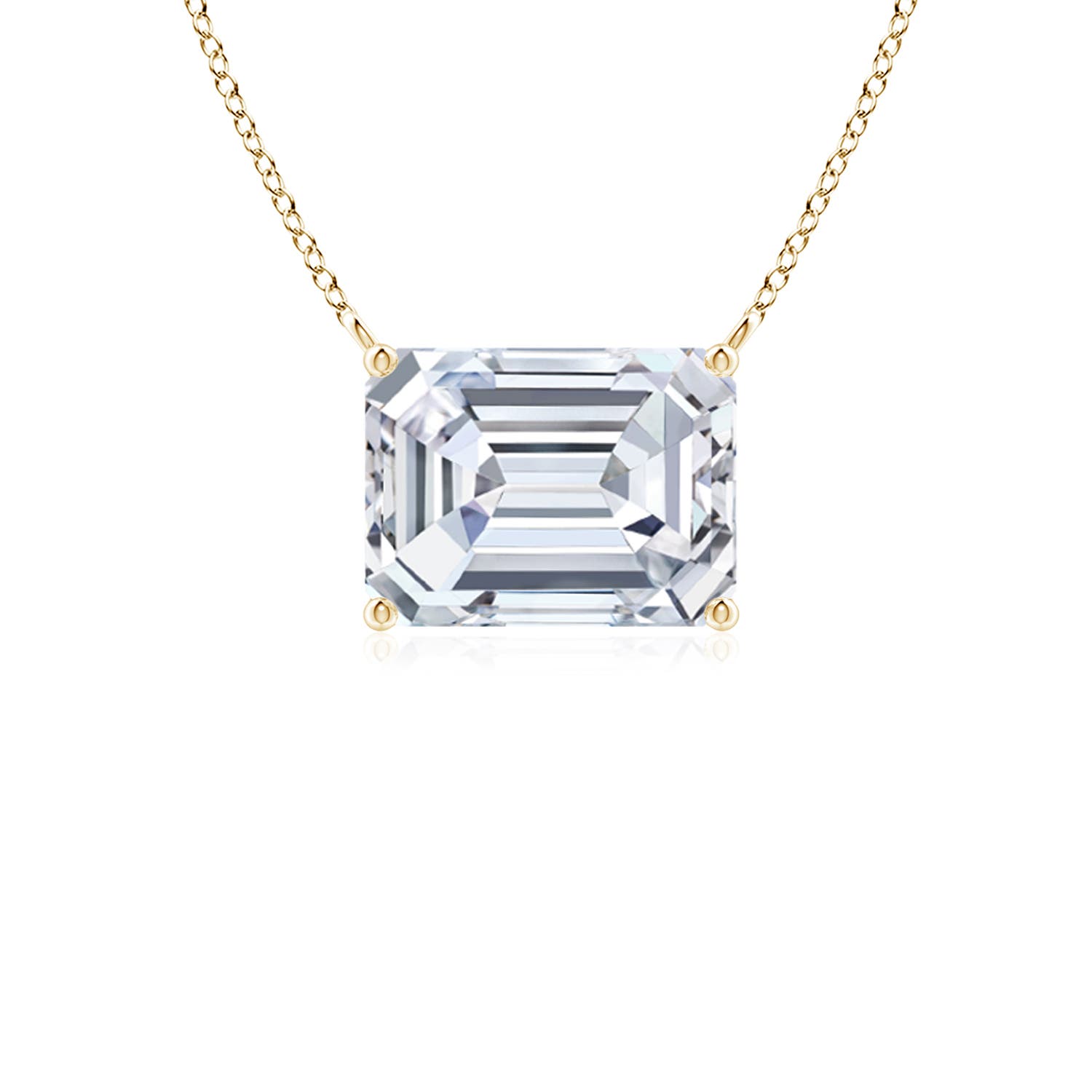 7.5x5.5mm FGVS East-West Emerald-Cut Lab-Grown Diamond Solitaire Pendant in 18K Yellow Gold