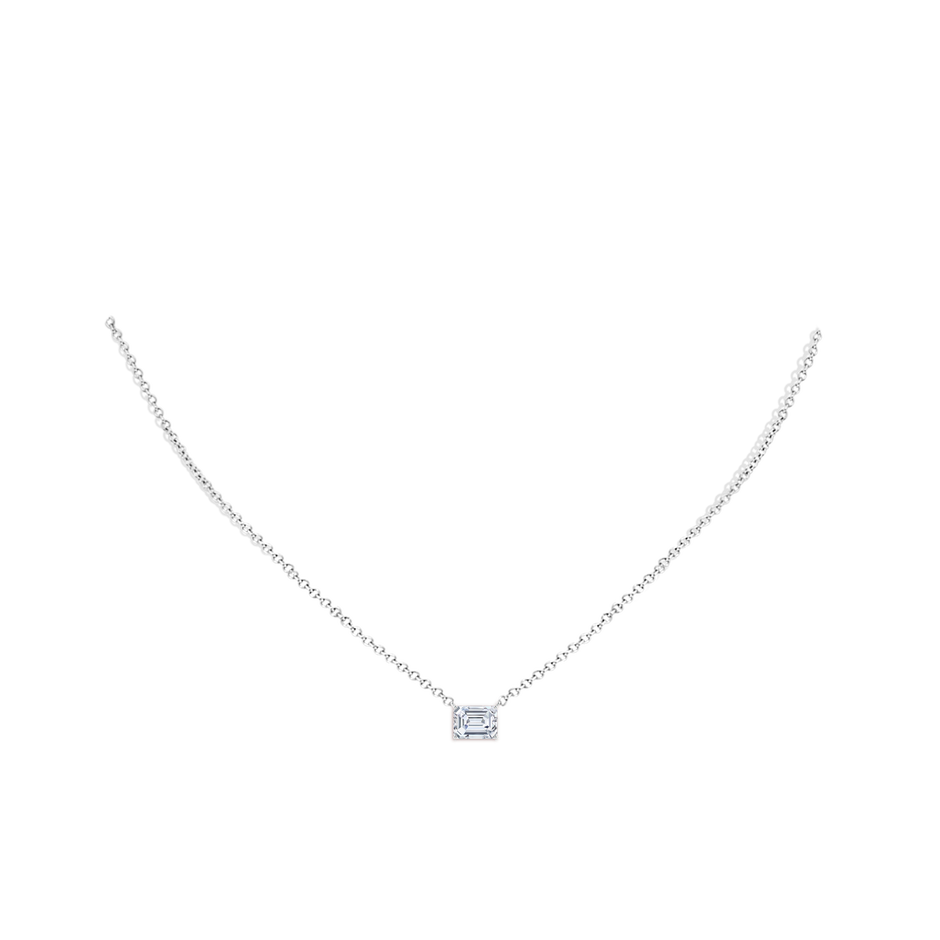 7.5x5.5mm FGVS East-West Emerald-Cut Lab-Grown Diamond Solitaire Pendant in White Gold pen