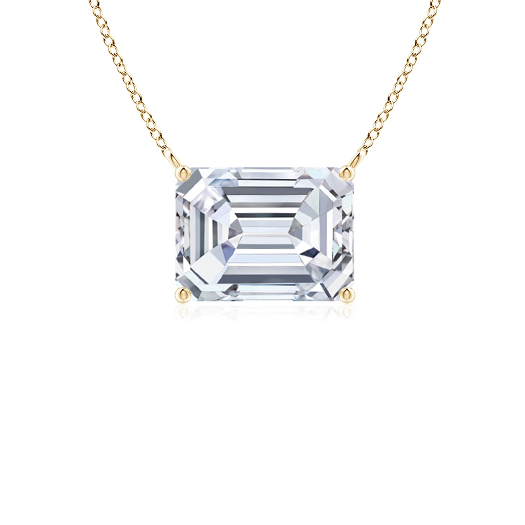 7.5x5.5mm FGVS East-West Emerald-Cut Lab-Grown Diamond Solitaire Pendant in Yellow Gold