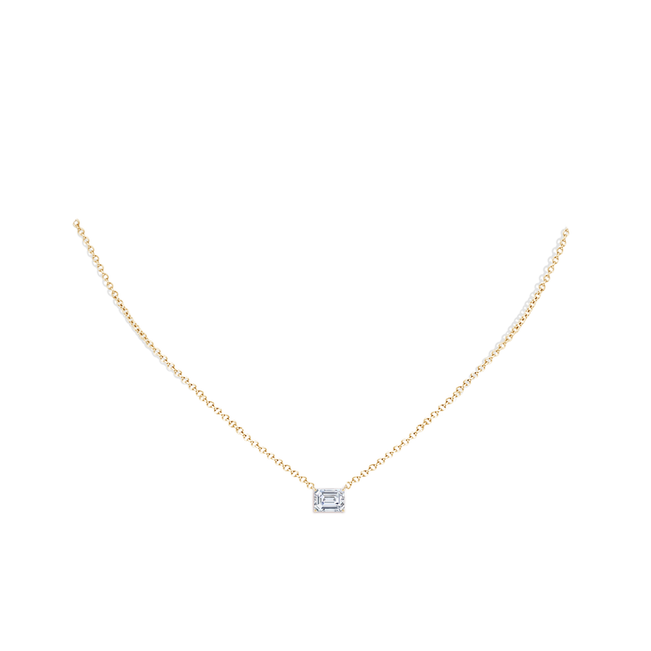 7.5x5.5mm FGVS East-West Emerald-Cut Lab-Grown Diamond Solitaire Pendant in Yellow Gold pen