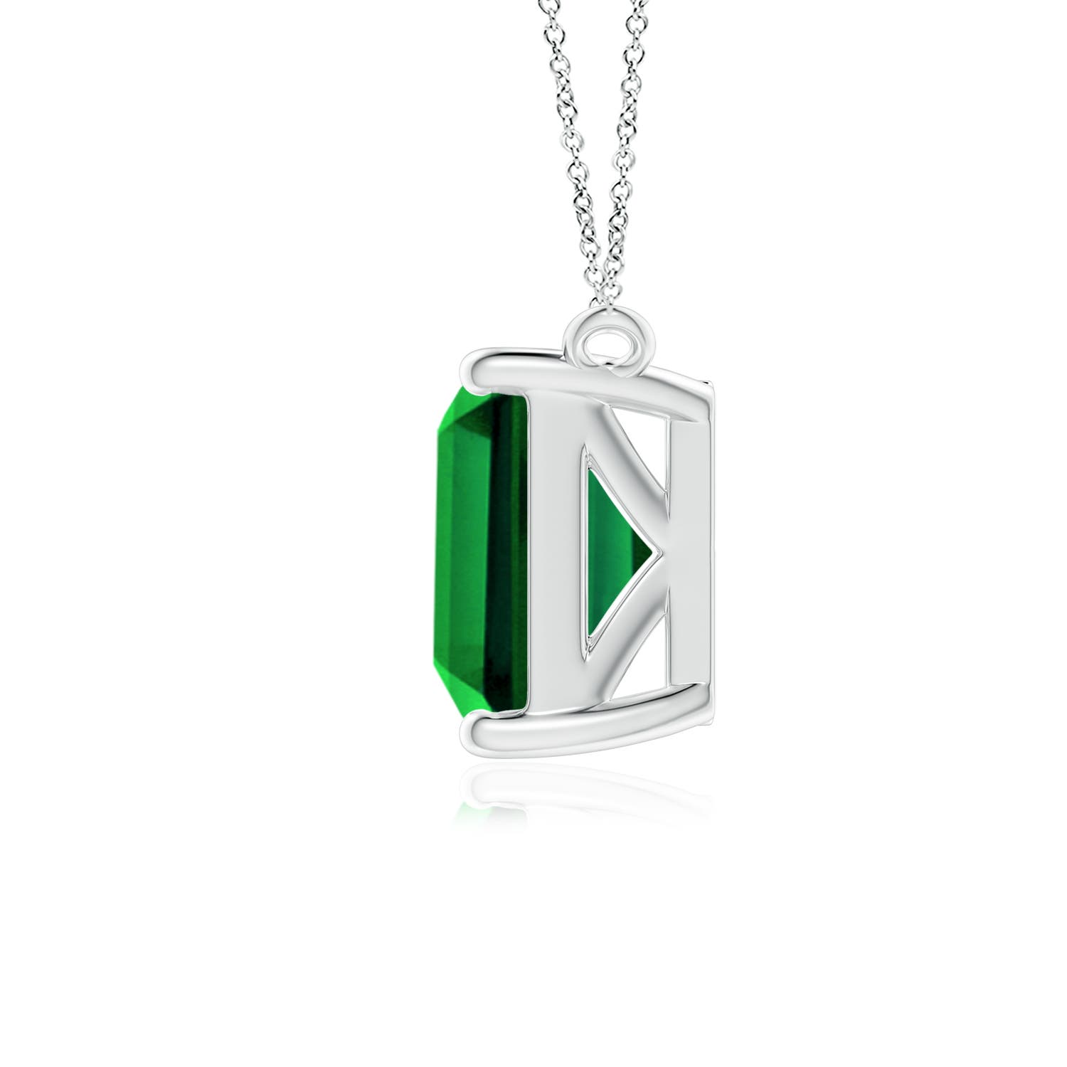 10x8mm Labgrown East-West Emerald-Cut Lab-Grown Emerald Solitaire Pendant in P950 Platinum