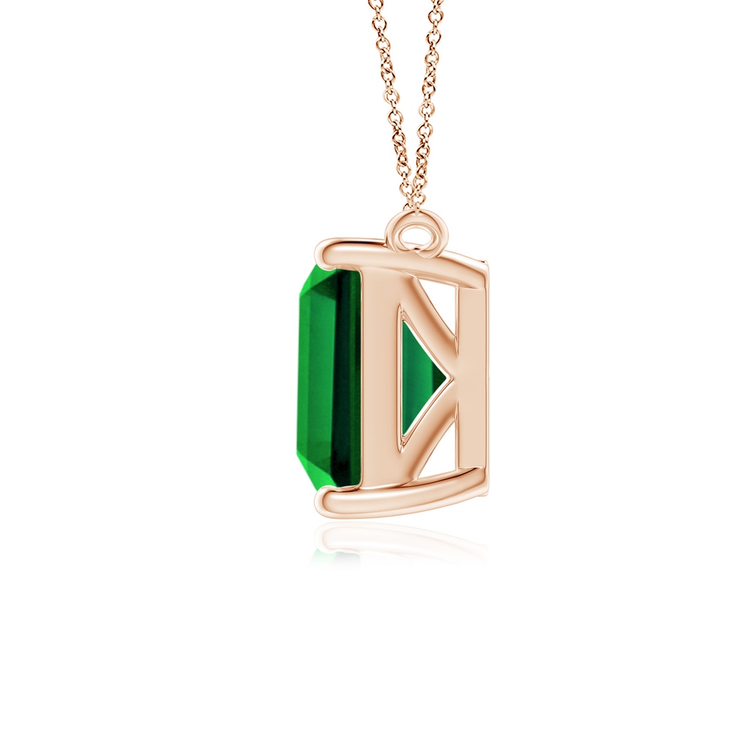 10x8mm Labgrown East-West Emerald-Cut Lab-Grown Emerald Solitaire Pendant in Rose Gold - side 199