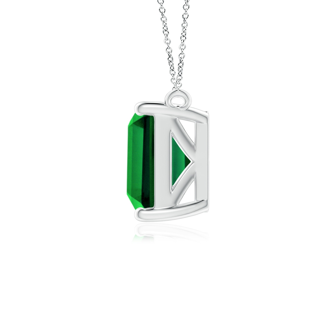 10x8mm Labgrown East-West Emerald-Cut Lab-Grown Emerald Solitaire Pendant in White Gold - side 199