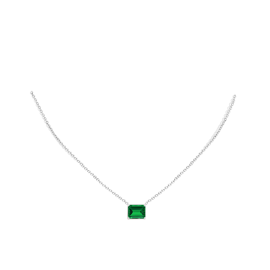 10x8mm Labgrown East-West Emerald-Cut Lab-Grown Emerald Solitaire Pendant in White Gold pen