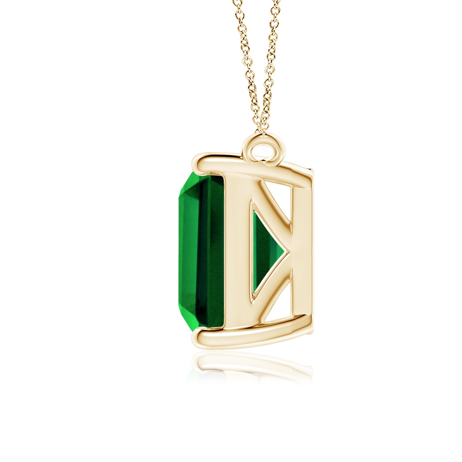 12x10mm Labgrown East-West Emerald-Cut Lab-Grown Emerald Solitaire Pendant in 18K Yellow Gold side 199