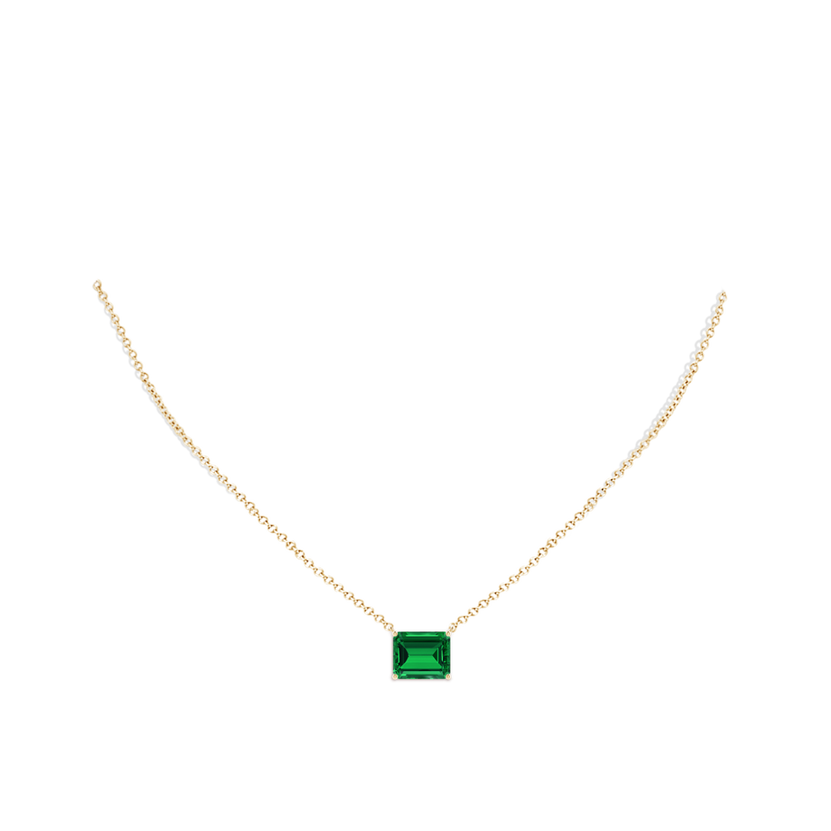 12x10mm Labgrown East-West Emerald-Cut Lab-Grown Emerald Solitaire Pendant in 18K Yellow Gold pen