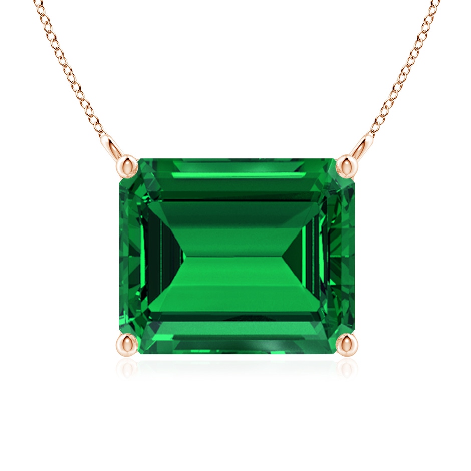 12x10mm Labgrown East-West Emerald-Cut Lab-Grown Emerald Solitaire Pendant in Rose Gold 