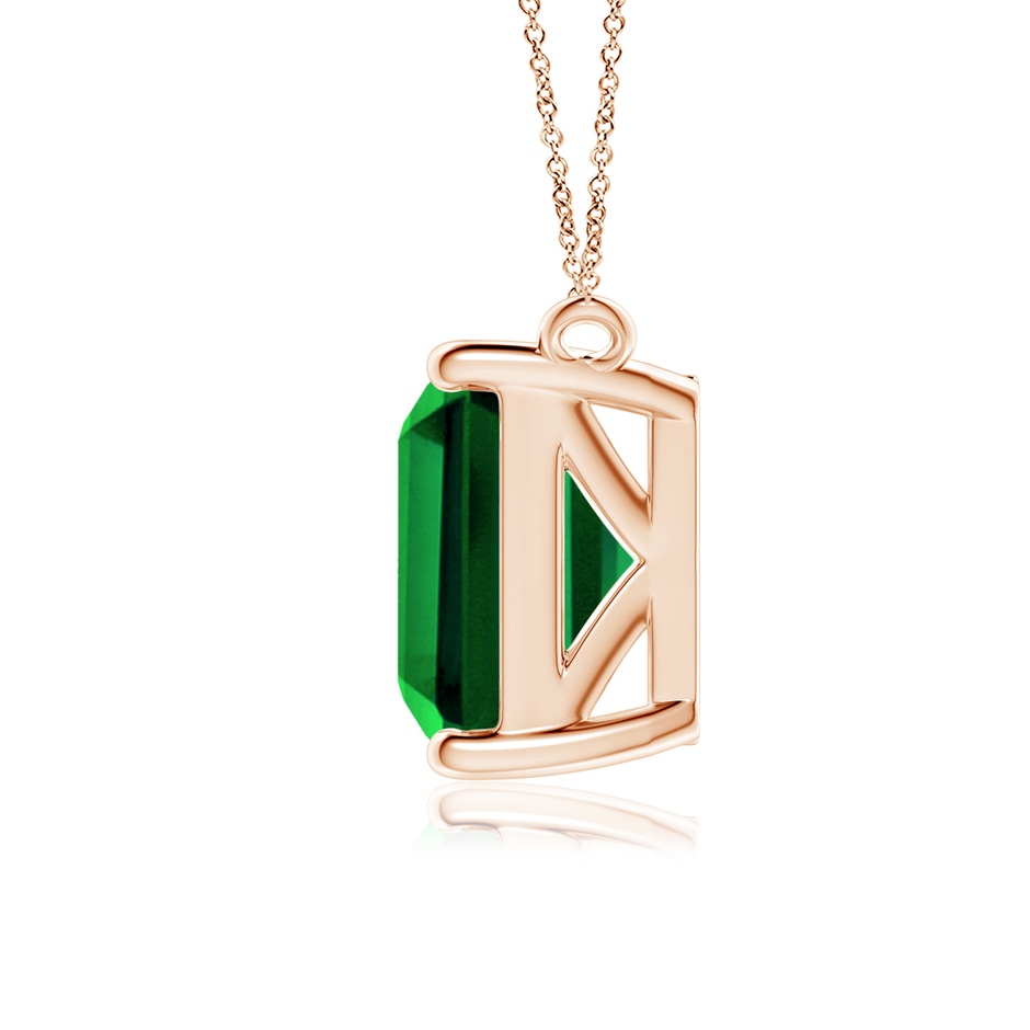12x10mm Labgrown East-West Emerald-Cut Lab-Grown Emerald Solitaire Pendant in Rose Gold side 199
