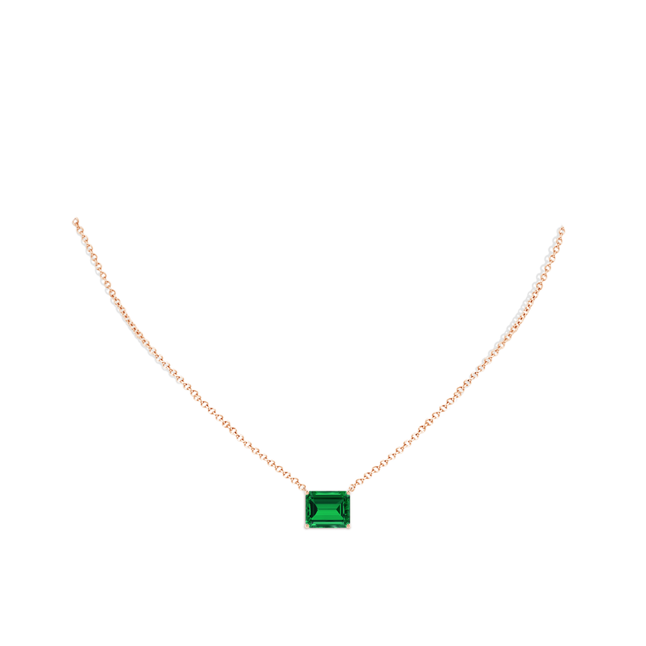 12x10mm Labgrown East-West Emerald-Cut Lab-Grown Emerald Solitaire Pendant in Rose Gold pen