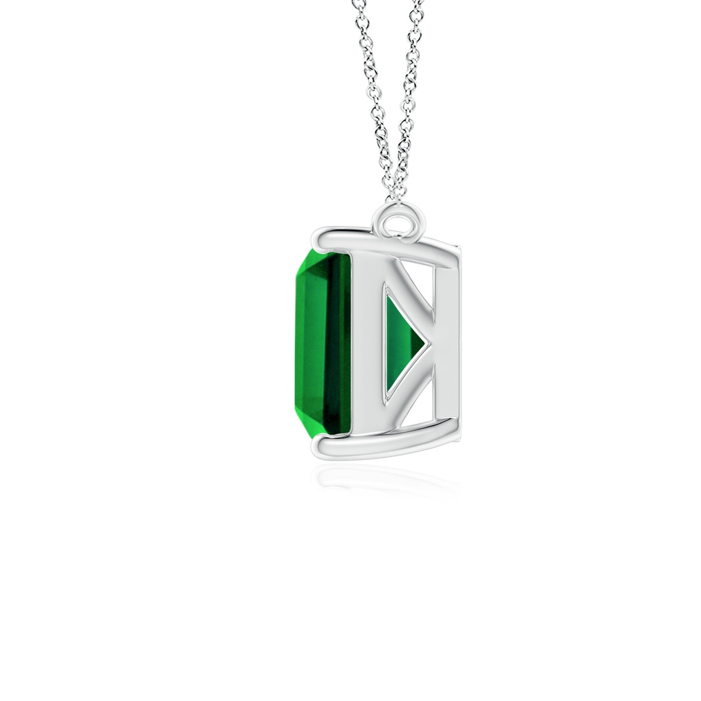 9x7mm Labgrown East-West Emerald-Cut Lab-Grown Emerald Solitaire Pendant in White Gold - side 199