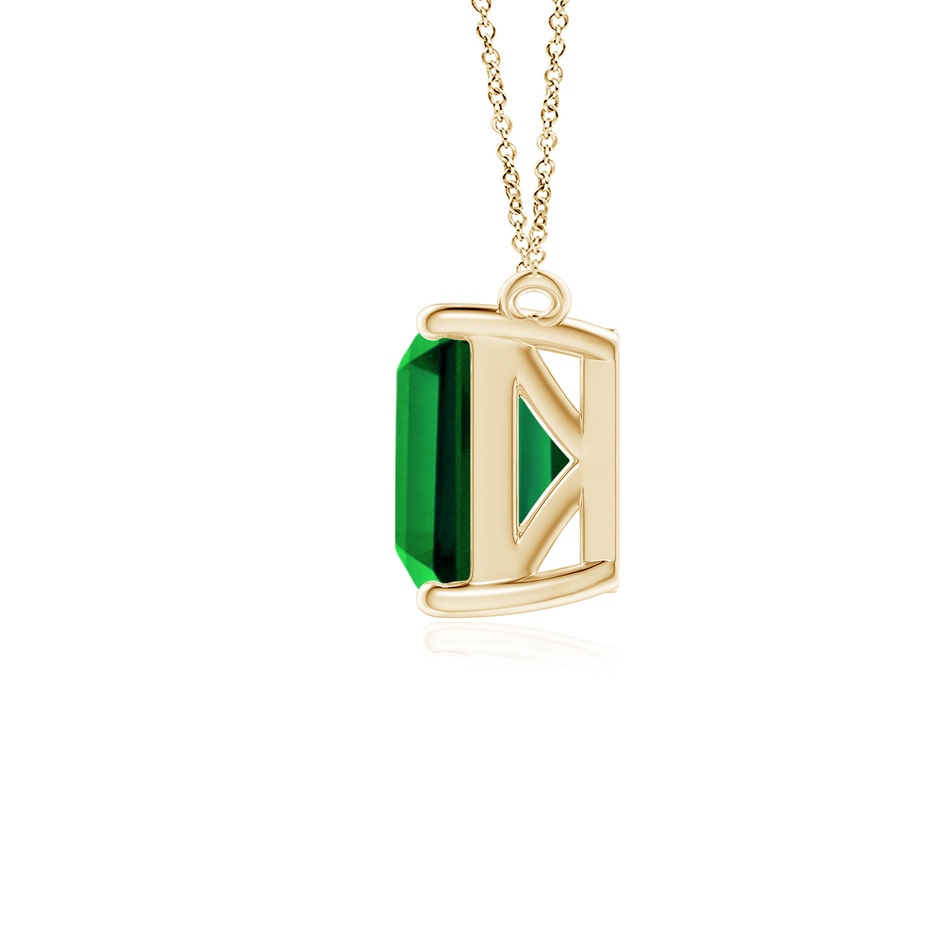 9x7mm Labgrown East-West Emerald-Cut Lab-Grown Emerald Solitaire Pendant in Yellow Gold side 199
