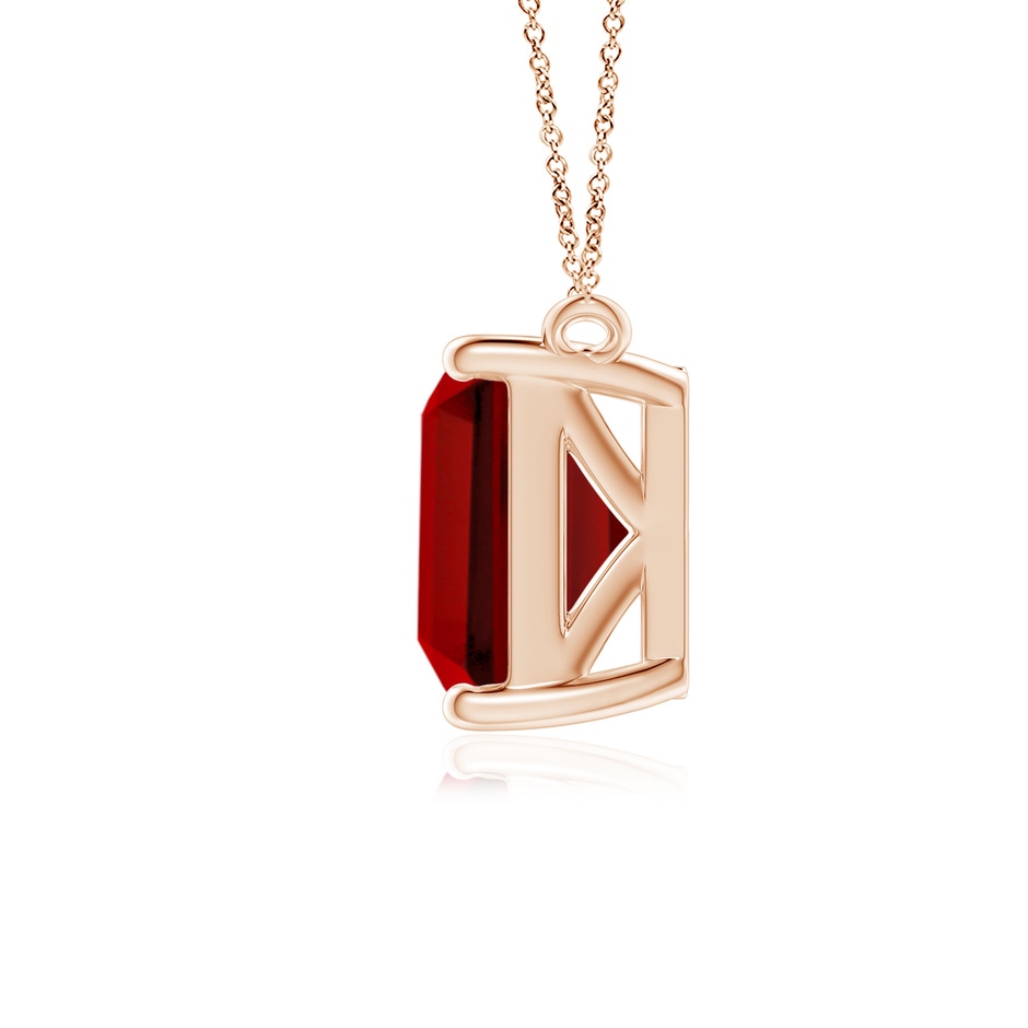 10x8mm Labgrown East-West Emerald-Cut Lab-Grown Ruby Solitaire Pendant in Rose Gold side 199