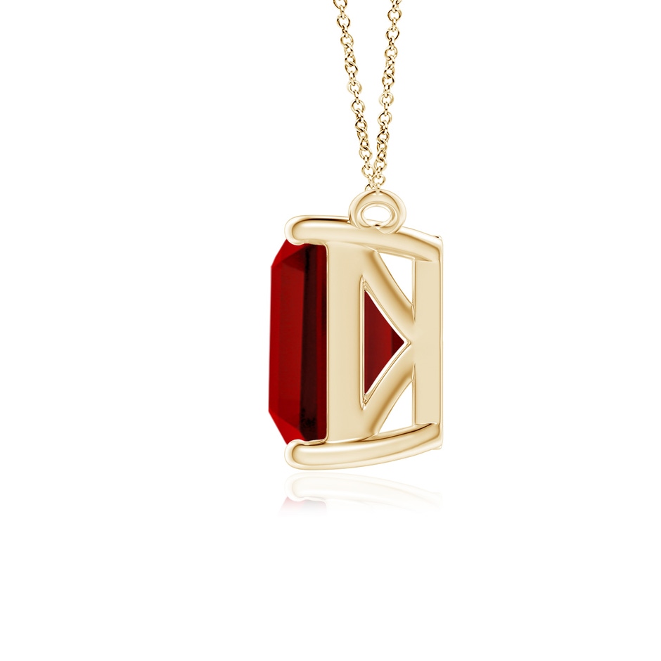 10x8mm Labgrown East-West Emerald-Cut Lab-Grown Ruby Solitaire Pendant in Yellow Gold side 199