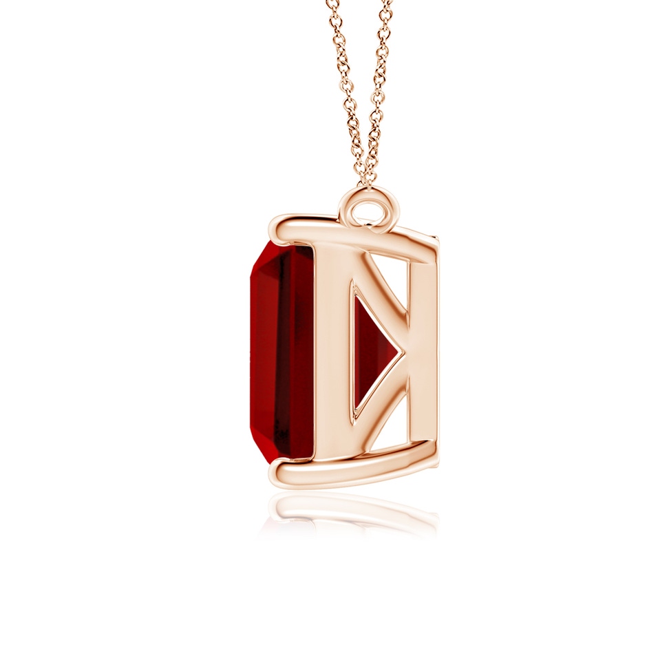 12x10mm Labgrown East-West Emerald-Cut Lab-Grown Ruby Solitaire Pendant in 18K Rose Gold side 199
