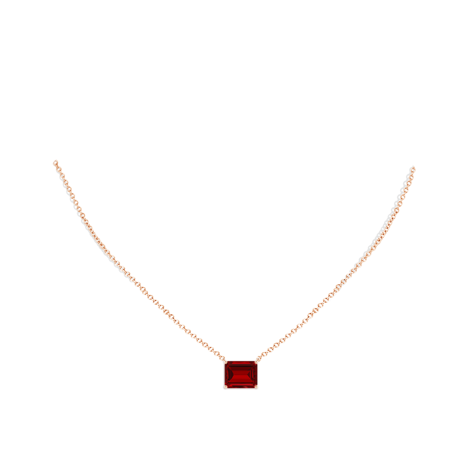 12x10mm Labgrown East-West Emerald-Cut Lab-Grown Ruby Solitaire Pendant in 18K Rose Gold pen