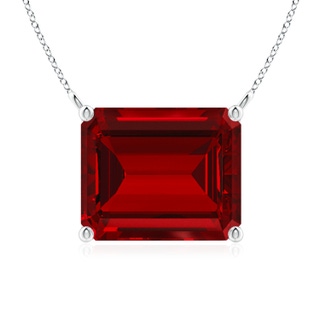 12x10mm Labgrown East-West Emerald-Cut Lab-Grown Ruby Solitaire Pendant in P950 Platinum