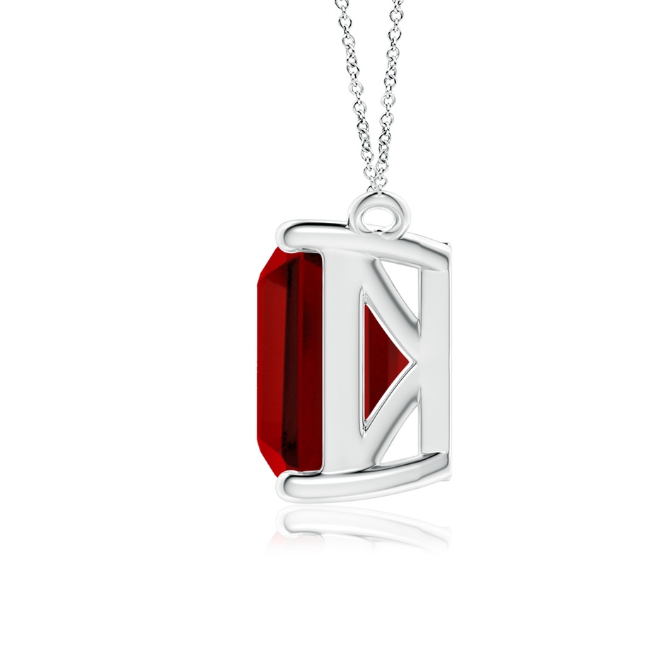 12x10mm Labgrown East-West Emerald-Cut Lab-Grown Ruby Solitaire Pendant in P950 Platinum side 199
